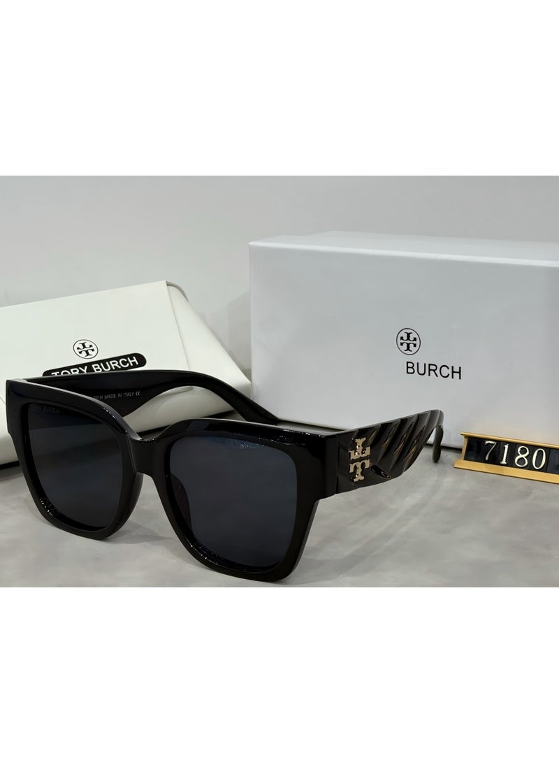 بورش نظارات شمسية نسائية للدراجات TB TY7187U نظارات شمسية عتيقة تصميم مربع فريد باللون الأسود - Image 1